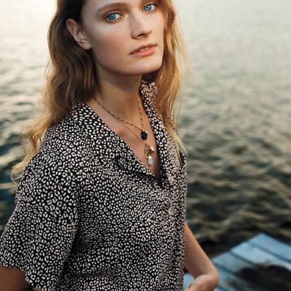 NWT Anthropologie Bretagne button Patterned Blouse - Picture 2 of 5